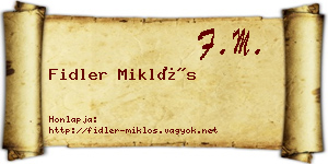 Fidler Miklós névjegykártya